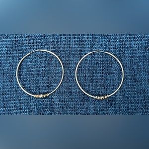 Silver Small Hoop Earrings with 3 Silver Ball